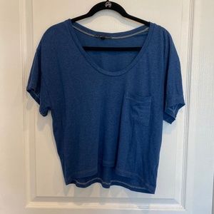 Urban Outfitters Truly Madly Deeply Boxy Cropped Scoop Neck Tee Blue Medium.